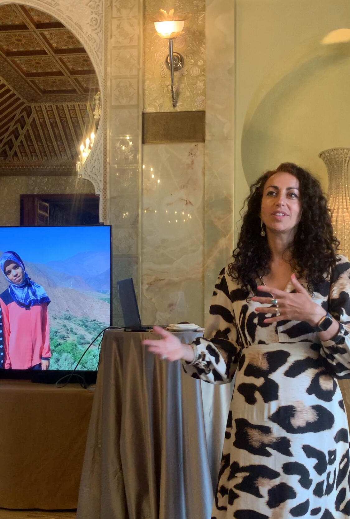 Speaking at a corporate fundraising event in Marrakech